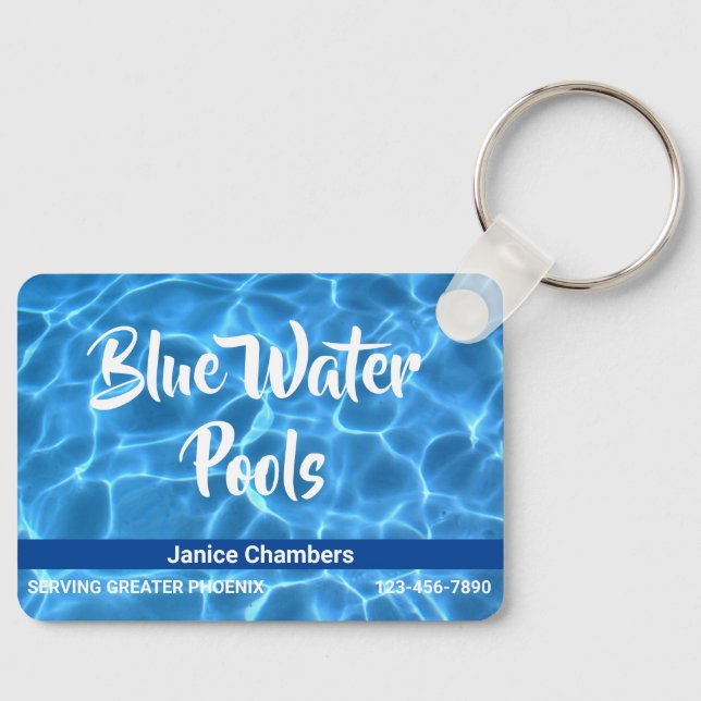 Chaveiro Serviço de Limpeza de Piscina Azul Aqua (Frente)