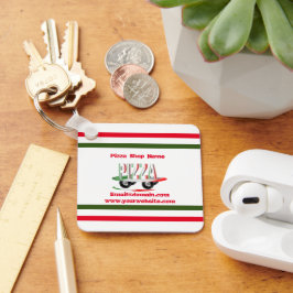 Chaveiro Serviço de pizza, verde vermelho, personalizado