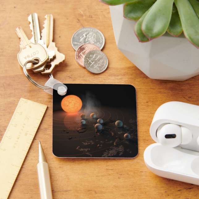 Chaveiro Sete planetas em órbita em torno da estrela. (Mesa)