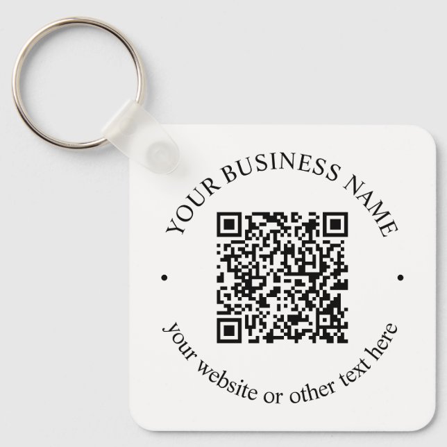 Chaveiro Seu código QR carregado mais texto circular editáv (Frente)