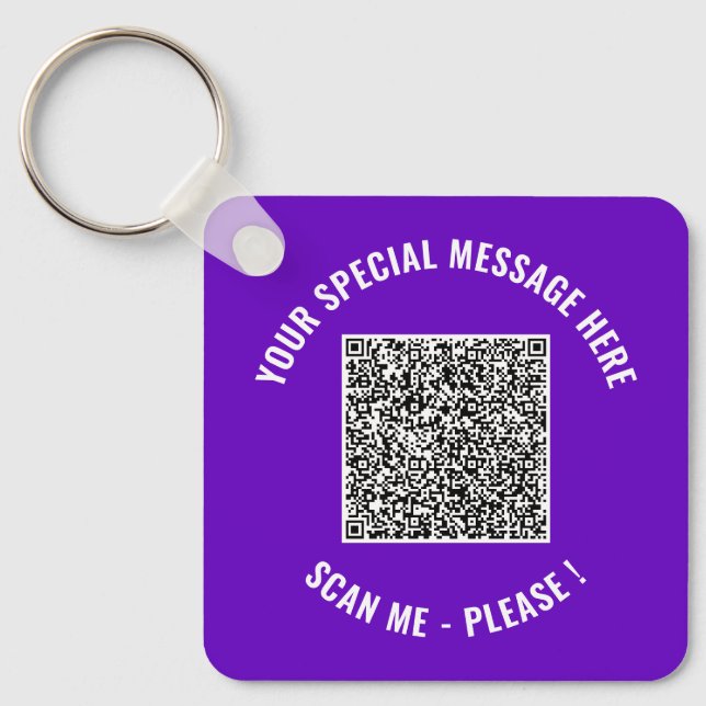 Chaveiro Seu Código QR Personalizado e Exemplo de Pingente  (Frente)