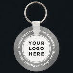 Chaveiro Seu logotipo comercial na Cinza Silver Obrigado<br><div class="desc">Logotipo de sua empresa em Obrigado chaveiro personalizado com texto personalizado em um design moderno e profissional. Minimalista e unísexo,  para qualquer idade e em qualquer ocasião.</div>