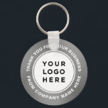 Chaveiro Seu logotipo comercial na Cinza Silver Obrigado<br><div class="desc">Logotipo de sua empresa em Obrigado chaveiro personalizado com texto personalizado em um design moderno e profissional. Minimalista e unísexo,  para qualquer idade e em qualquer ocasião.</div>