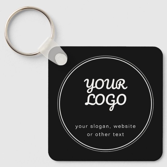 Chaveiro Seu logotipo design preto e branco elegante e edit (Frente)