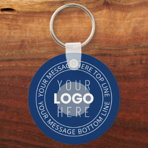 Chaveiro Seu Logotipo e Texto Circular Personalizável Azu
