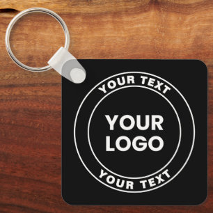 Chaveiro Seu logotipo enviado + texto circular em negrito