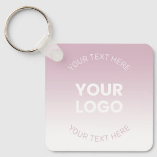 Chaveiro Seu Logotipo Moderno Rosa Pó e Branco Ombre