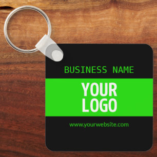 Chaveiro Seu logotipo ou imagem Preto e verde brilhante
