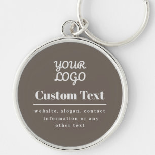 Chaveiro Seu Logotipo Retro-Moderno Bege e Cinza Claro