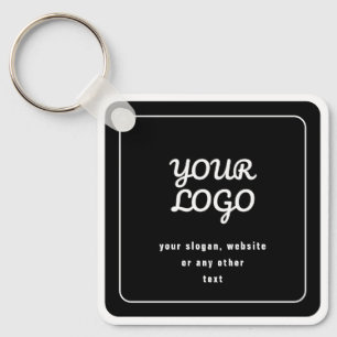 Chaveiro Seu Logotipo & Slogan ou outro texto Preto & Bra