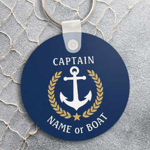 Chaveiro Seu nome de barco Capitão Anchor Laurel Marinho B