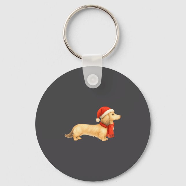 Chaveiro Shaded Cream Christmas Dachshund Dog Mom Funny Cut (Frente)
