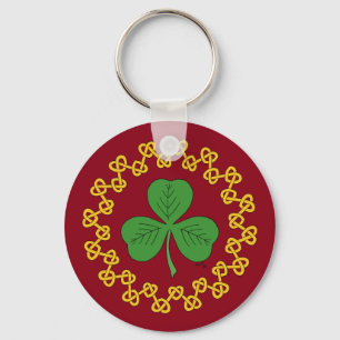 Chaveiro Shamrock and Knotwork on Red