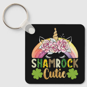 Chaveiro Shamrock Cutie Dia de São Patrício Arco-Íris Unico
