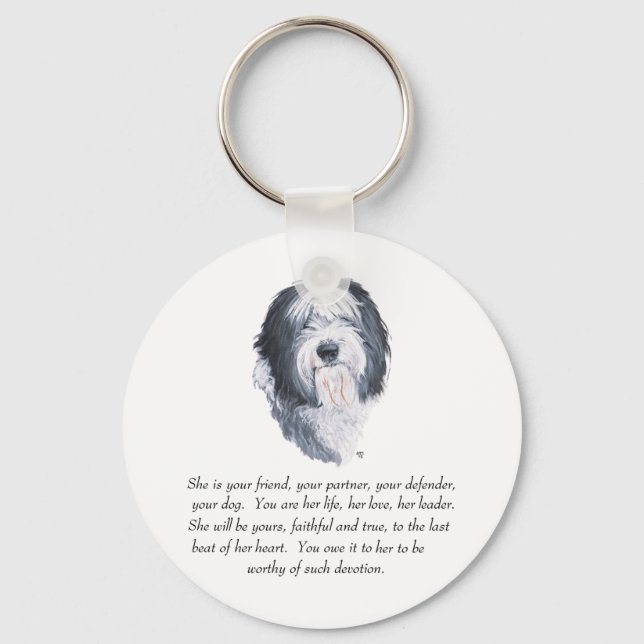 Chaveiro Sheepdog Keepsakes, antigo inglês (Frente)