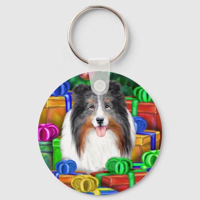 Chaveiro Sheltie Christmas Open Dons Blue Merle (Frente)