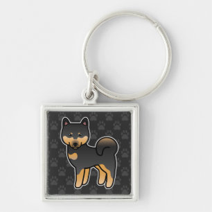 Chaveiro Shiba Inu, Cartoon Preto E Tan