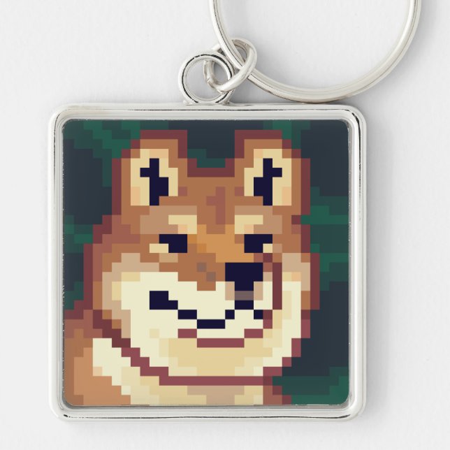 Chaveiro Shiba pixelart, sleutelhanger, Pixel Art  (Frente)