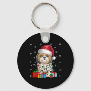 Chaveiro Shih Tzu Dog Ugly Xmas Luzes Papais noeis Shih Tzu