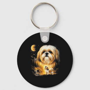Chaveiro Shih Tzu Uivando para a Lua Vintage 90s Cachorro E