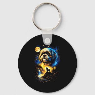 Chaveiro Shih tzu uivando para a lua vintage 90s cachorro e