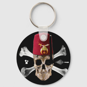 Chaveiro Shriner Masonic Skull e Ossos com Fez