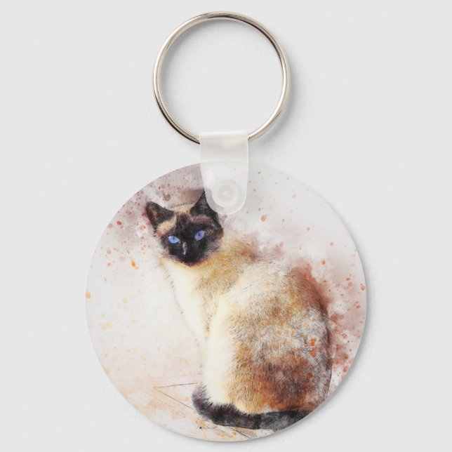 Chaveiro Siamese Cat Abstract Elements (Frente)