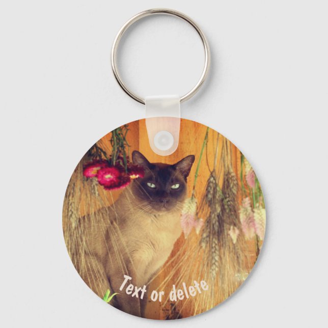 Chaveiro Siamese Cat Posicionando Personalizado (Frente)