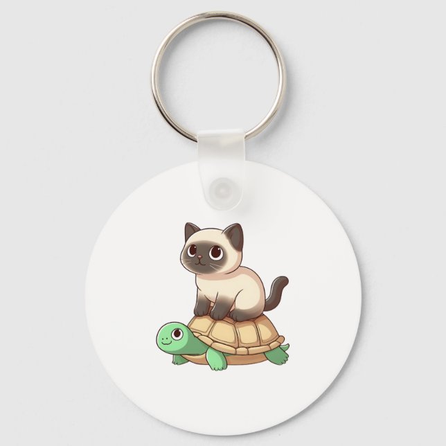 Chaveiro Siamese cat rides turtle Copy (Frente)