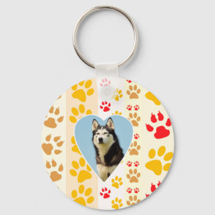 Chaveiro Siberian Husky Dog Heart Paws Impressão