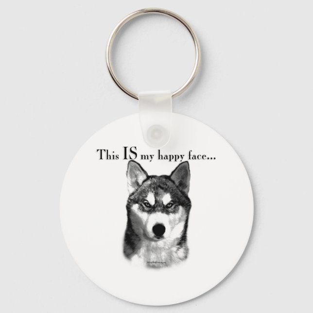 Chaveiro Siberian Husky Happy Face (Frente)