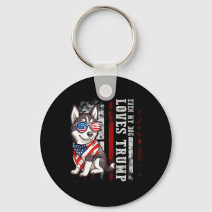 Chaveiro Siberian Husky Mesmo o Meu Cão Ama Trump Engraçado