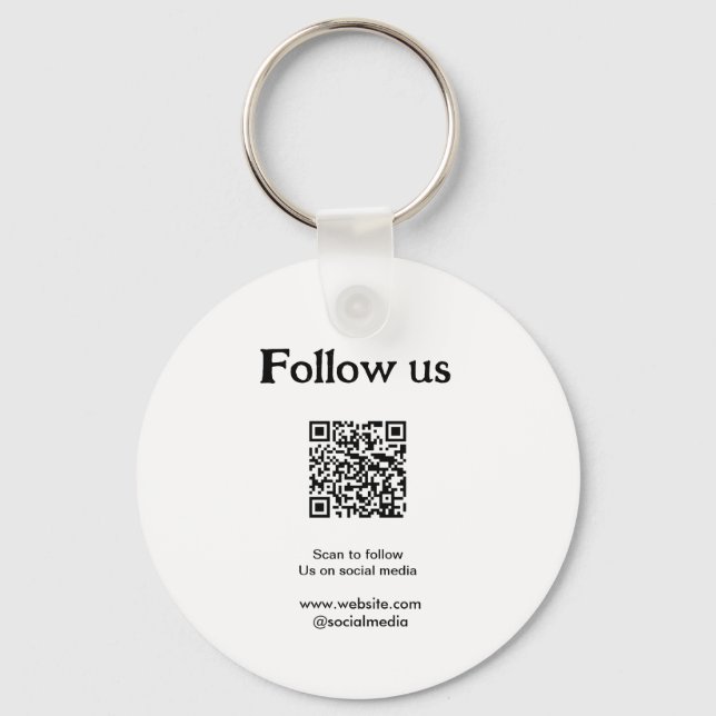 Chaveiro Siga-nos nas redes sociais, digitalize o código QR (Frente)