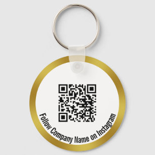 Chaveiro Siga o código QR Dourado preto do Instagram da Emp