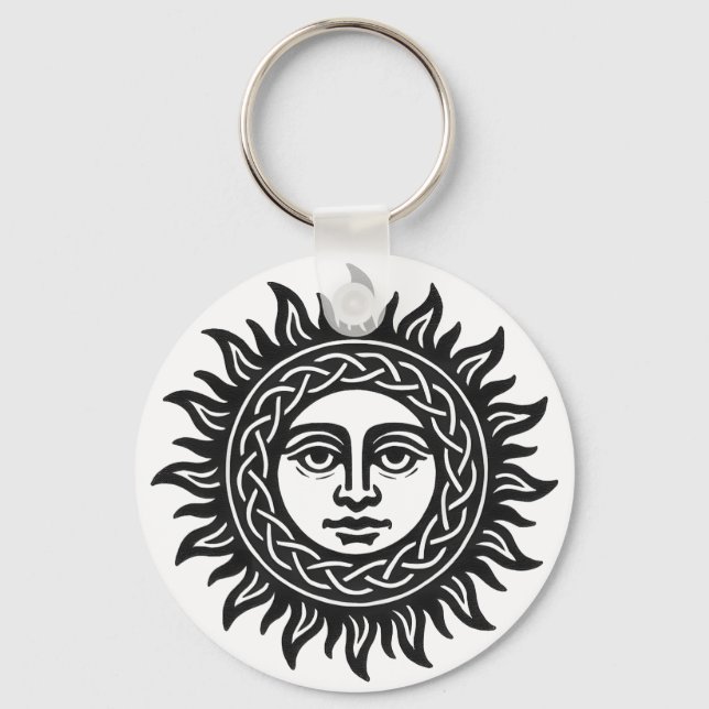 Chaveiro Sigilo do Rosto Solar – Emblema do Sol Negro (Frente)
