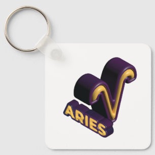 Chaveiro Signo de Áries e Design de Texto