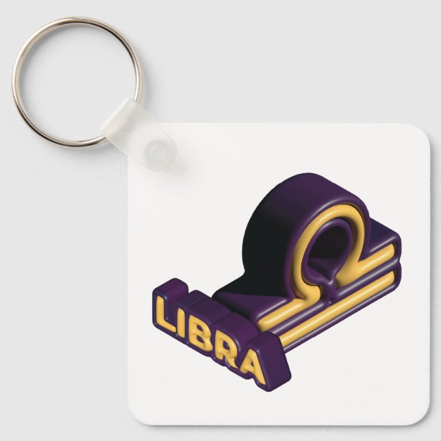 Chaveiro Signo de Libra e Design de Texto (Frente)