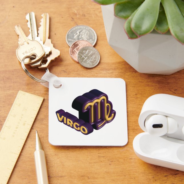 Chaveiro Signo de Virgem e Design de Texto (Mesa)