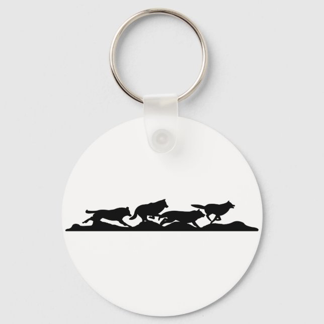 Chaveiro Silhouette Black Wolf Wild Correndo Com A Embalage (Frente)