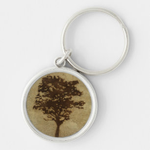 Chaveiro Silhueta de árvore em fundo de bronze