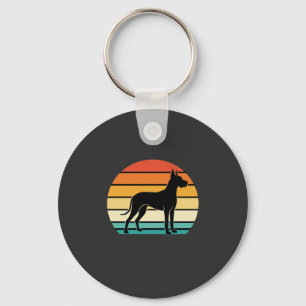Chaveiro Silhueta de cão Great Dane pôr do sol retrô