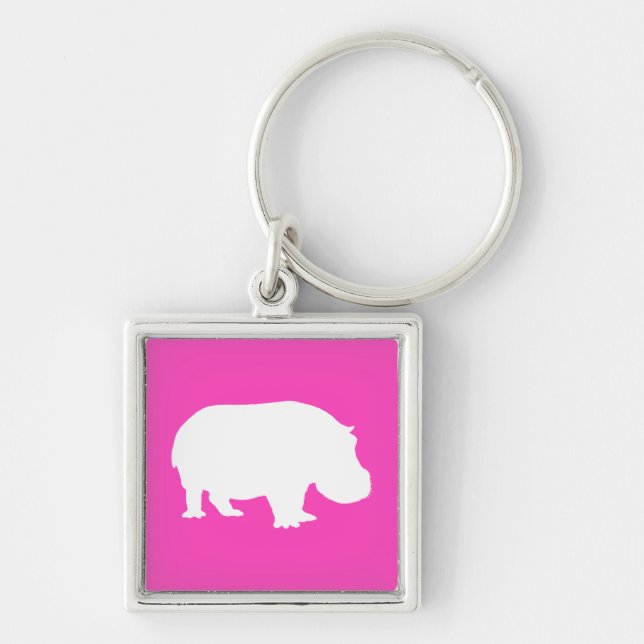 Chaveiro Silhueta de Hipopótamo Rosa Bonito (Frente)