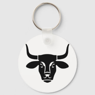 Chaveiro Silhueta de Touro Cabeça de Boi Preto Minimalista