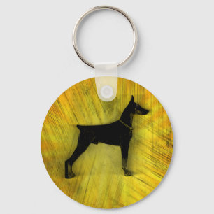 Chaveiro Silhueta do Pinscher do Doberman do Grunge