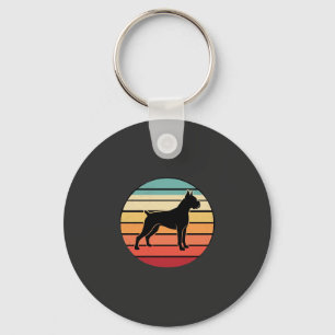 Chaveiro Silhueta do pôr do sol do cão boxer retrô vintage