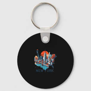 Chaveiro Silhueta Retro da Cidade de Nova York _1