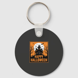 Chaveiro Silhueta Vetorial de Casa Assombrada de Halloween_