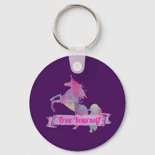Chaveiro Silhuette Abstrato Unicorn de Pastel rosa rosa