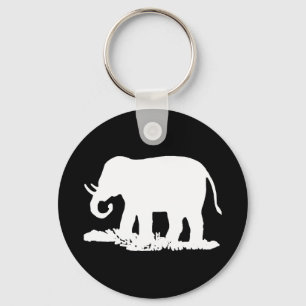 Chaveiro Silhuette de Elefante Preto e Branco