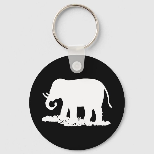 Chaveiro Silhuette de Elefante Preto e Branco (Frente)